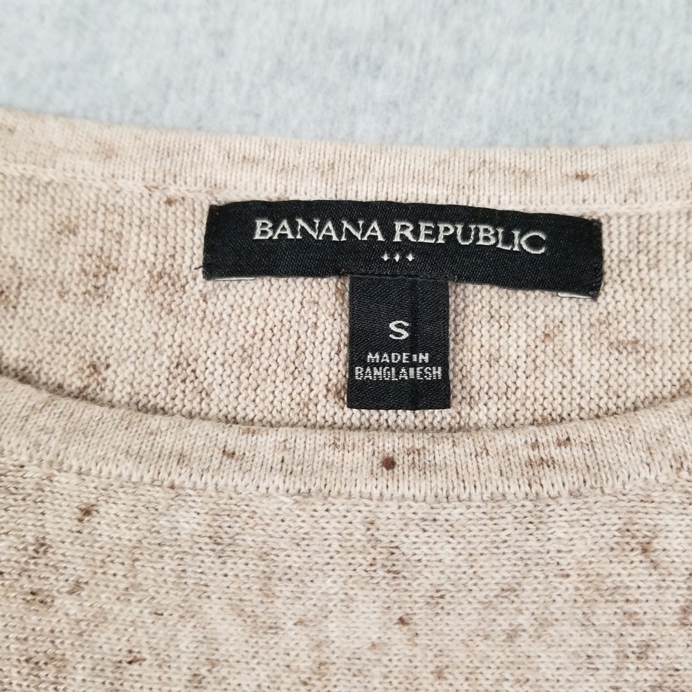 Banana Republic Sweater Women's S‎ Small Beige Speckled Knit Crewneck Pullover - Picture 6 of 15
